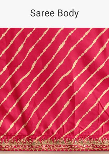 Hot Pink Lehariya Saree In Gota Patti Work With Unstitched Blouse