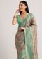 Sage Green Silk Saree With Woven Work