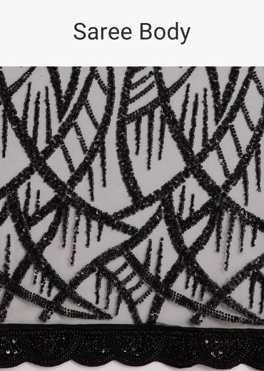 Black Net Saree With Sequins And Stones Embroidery