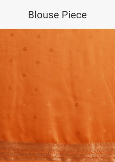 Orange Tissue Silk Saree With Zari Border And Butti Work