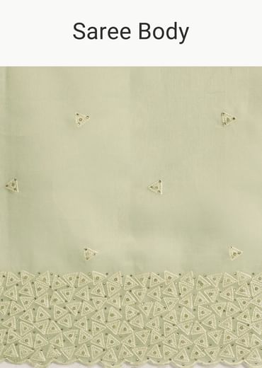 Mint Green Tissue Silk Sequins Saree With Scallop Border