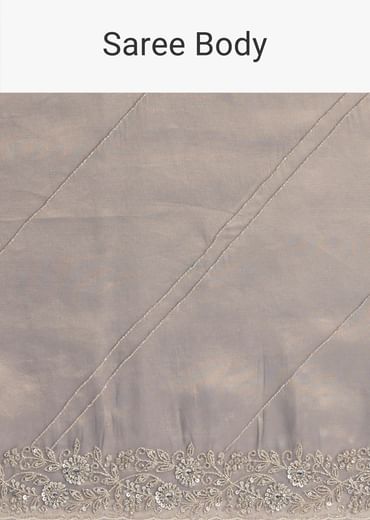 Grey Tissue Embroidered Saree