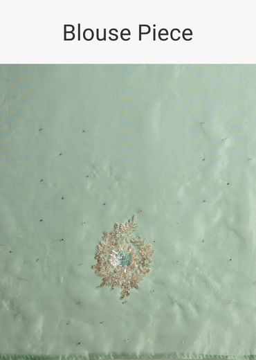 Mint Green Glass Tissue Saree With Cutdana And Sequins Embroidery