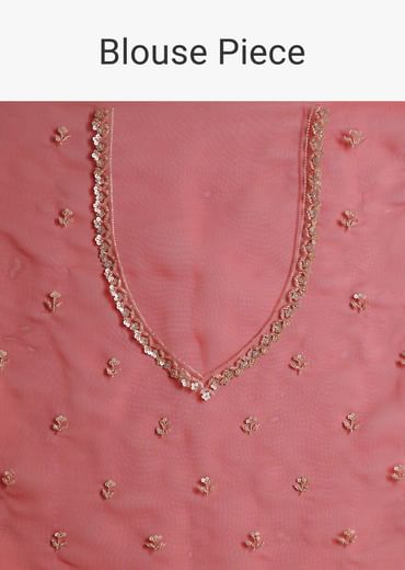 Red Glass Tissue Saree With Cutdana And Sequins Scallop Border