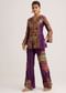 Purple Silk Kurta Palazzo Set With Resham And Zari Embroidery