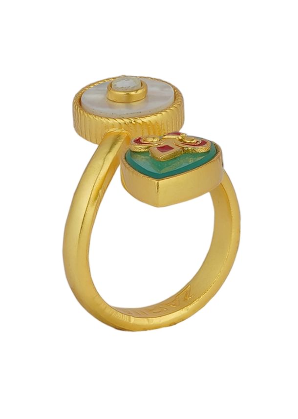 Gold Ring With Green Onyx And Zircon Gold Ring With Green Onyx And Zircon