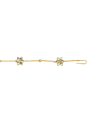Gold Phool Sitara Maatha Patti With Mirror Polki