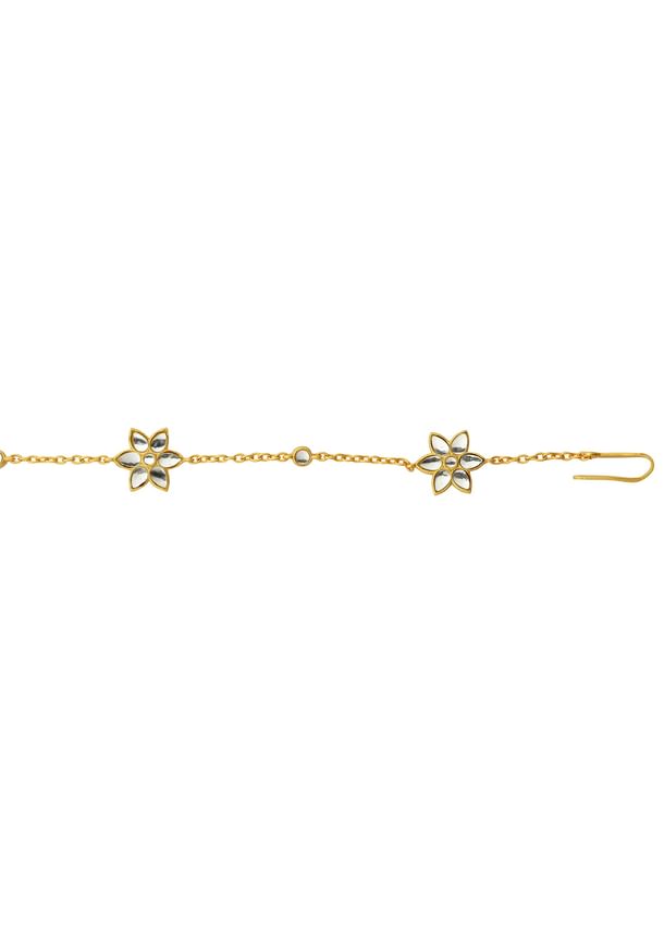 Gold Phool Sitara Maatha Patti With Mirror Polki