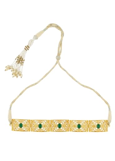 Antique Gold Choker Necklace With Green Zircon Stones