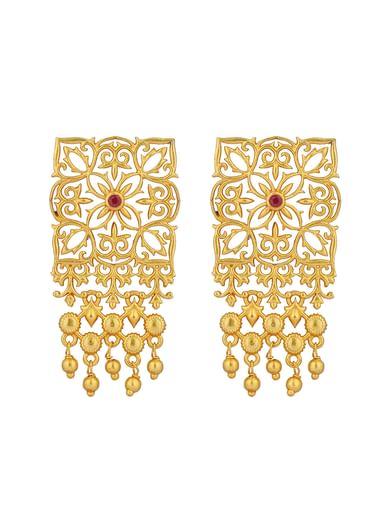 Antique Gold Eternal Enigma Stud Earrings With Zircon Accents