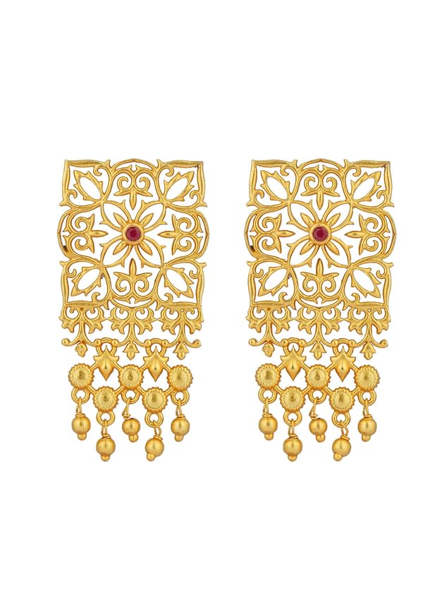 Antique Gold Eternal Enigma Stud Earrings With Zircon Accents Antique Gold Eternal Enigma Stud Earrings With Zircon Accents