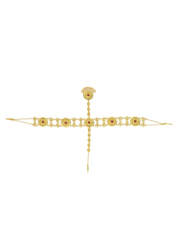 Antique Gold Maatha Patti With Zircon Embellishments Antique Gold Maatha Patti With Zircon Embellishments