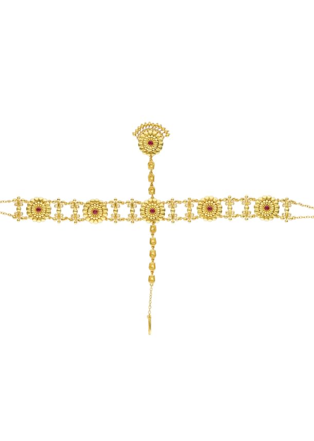 Antique Gold Maatha Patti With Zircon Embellishments Antique Gold Maatha Patti With Zircon Embellishments