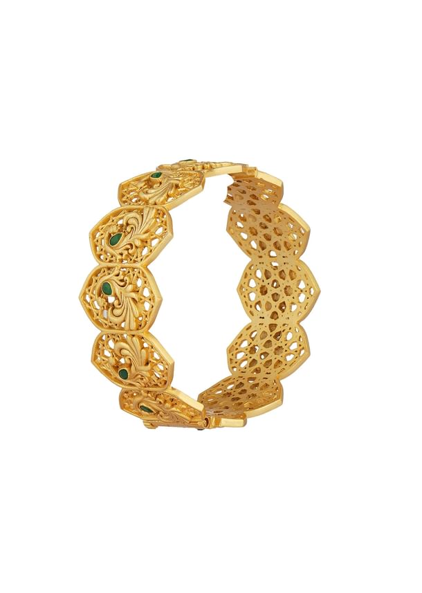 Antique Gold Bangle With Zircon Accents Antique Gold Bangle With Zircon Accents