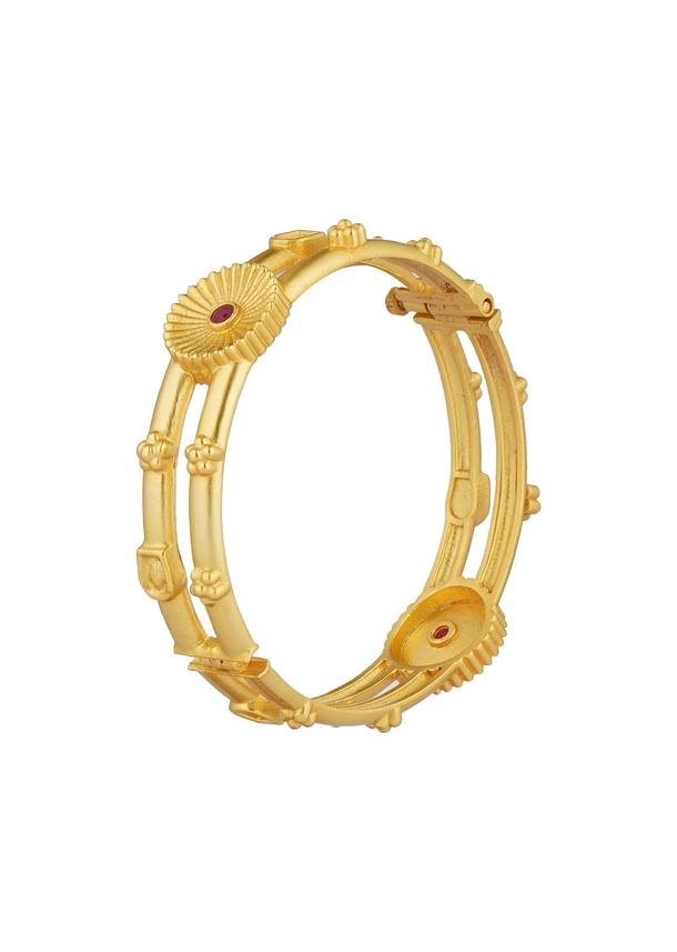 Antique Gold Bangle With Motifs And Zircon Details Antique Gold Bangle With Motifs And Zircon Details