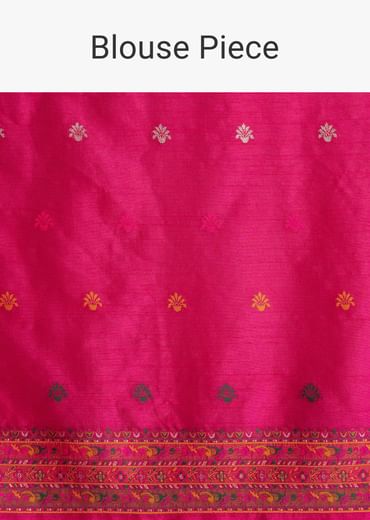 Pink Traditional Floral And Jaal Woven Saree Pink Traditional Floral And Jaal Woven Saree