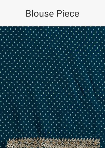Blue Shaded Muslin Printed Saree With Embellishments