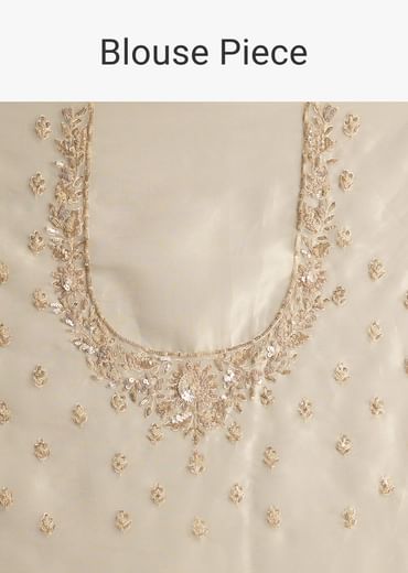 Silver Tissue Saree Embellished With Beads And Sequins Silver Tissue Saree Embellished With Beads And Sequins