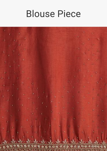Maroon Crepe Saree With Multicolor Floral Print And Embellished Border
