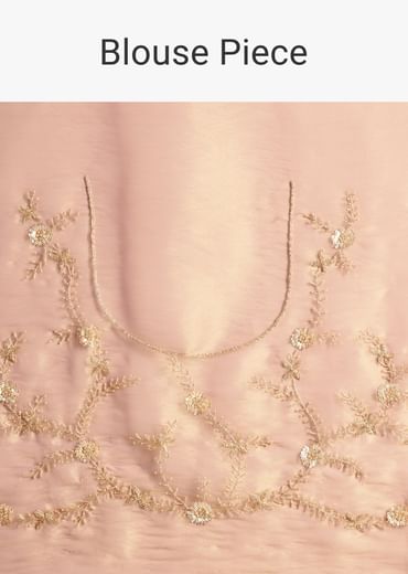 Pink Tissue Saree With Heavy Floral Embroidered Border
