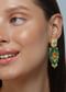 Antique Gold Green Onyx Statement Earrings