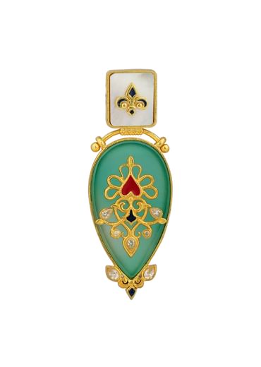 Antique Gold Green Onyx Statement Earrings