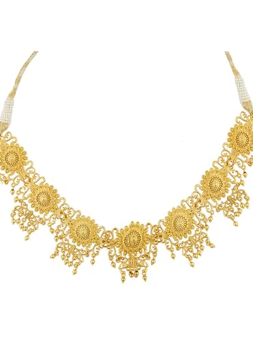 Antique Gold Choker Necklace With Zircon Details