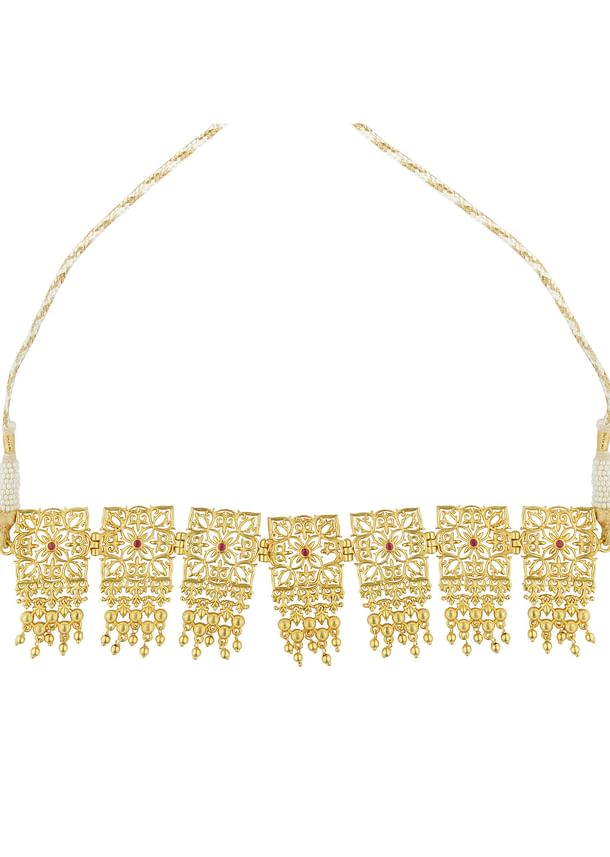 Antique Gold Mix Metal Zircon Choker Necklace Antique Gold Mix Metal Zircon Choker Necklace