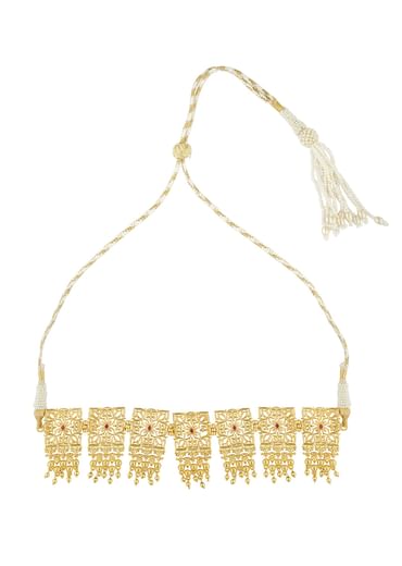 Antique Gold Mix Metal Zircon Choker Necklace