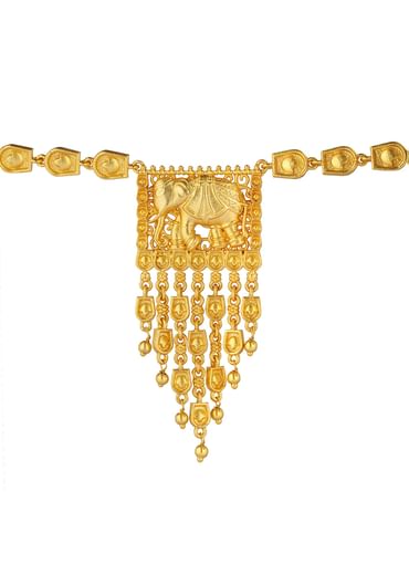 Antique Gold Pendant Necklace With Tusk Motif
