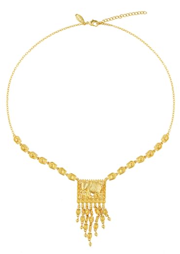 Antique Gold Pendant Necklace With Tusk Motif