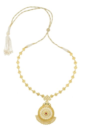 Antique Gold Pendant Necklace With Traditional Chola Inspired Design