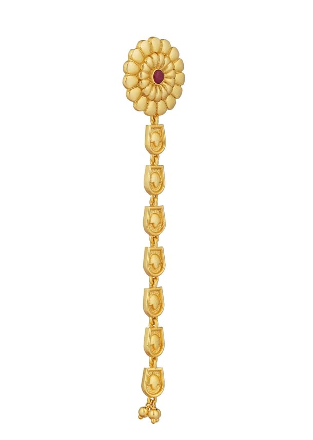 Antique Gold Floral Legacy Statement Earrings With Chain Detailing Antique Gold Floral Legacy Statement Earrings With Chain Detailing