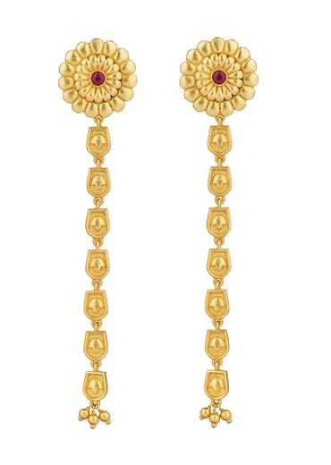 Antique Gold Floral Legacy Statement Earrings With Chain Detailing