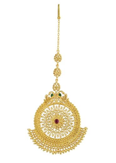 Antique Gold Maang Tikka With Zircon Accents