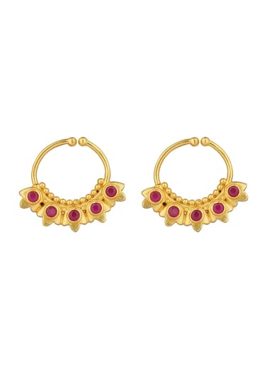 Antique Gold Nath With Lotus Inspired Design