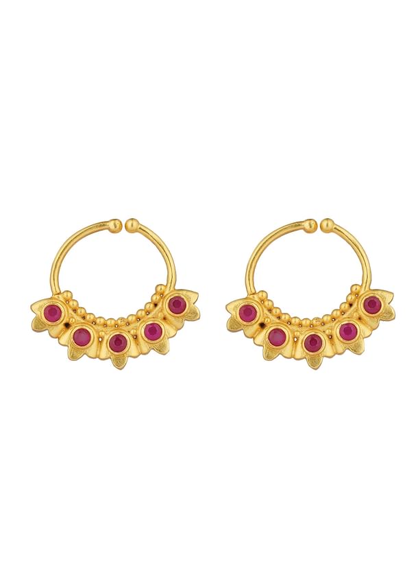 Antique Gold Nath With Lotus Inspired Design Antique Gold Nath With Lotus Inspired Design