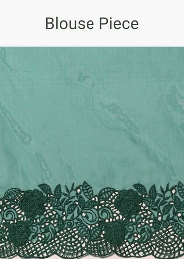 Teal Green Organza Saree With Unstitched Blouse