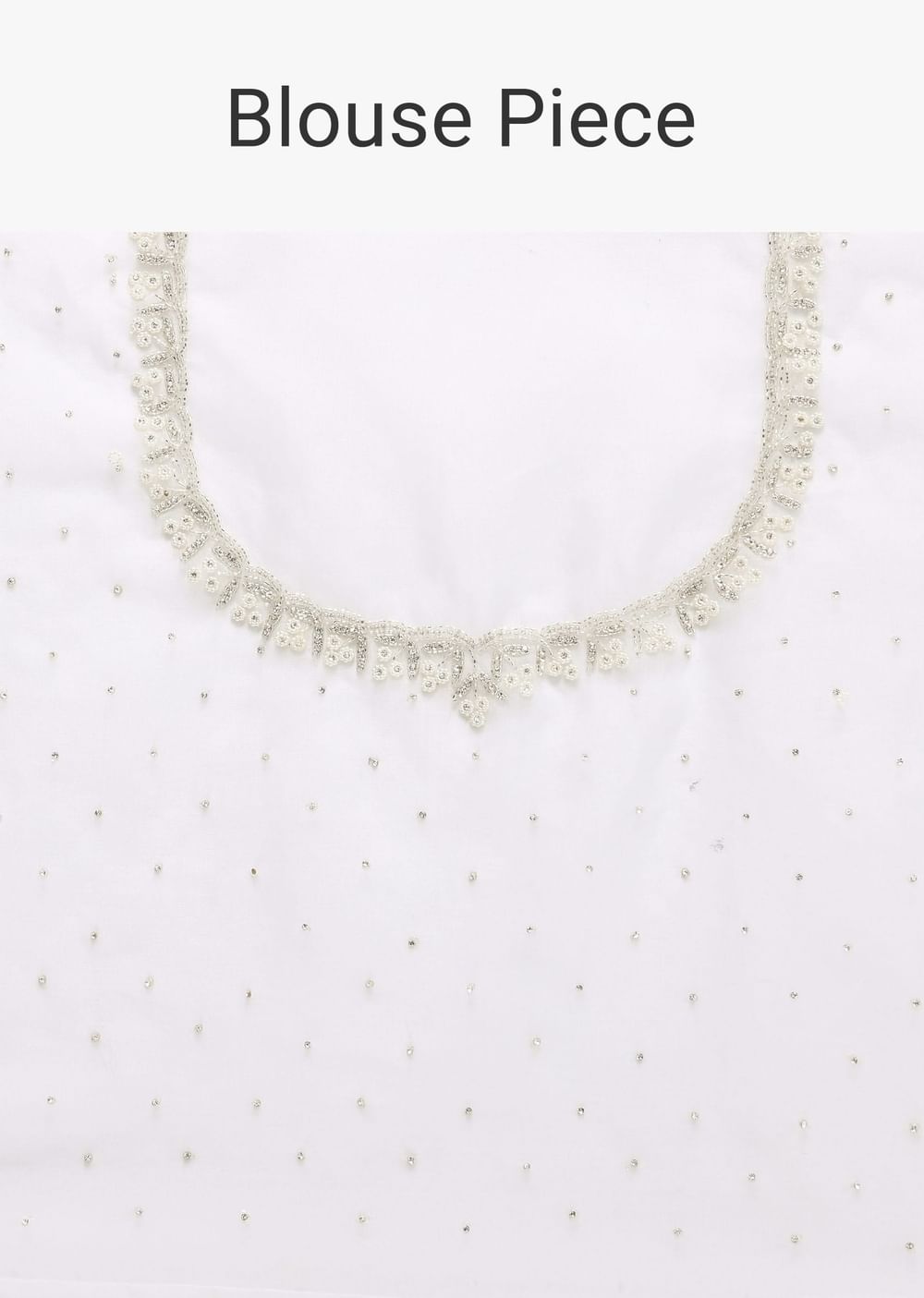 White Organza Saree With Scallop Cutdana Border And Unstitched Blouse Piece