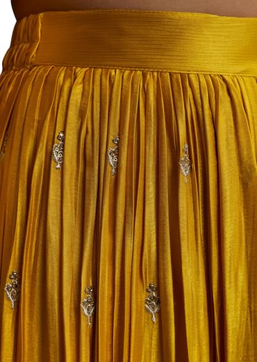 Yellow Zari Palazzo Suit Set With Dupatta