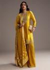 Yellow Zari Palazzo Suit Set With Dupatta