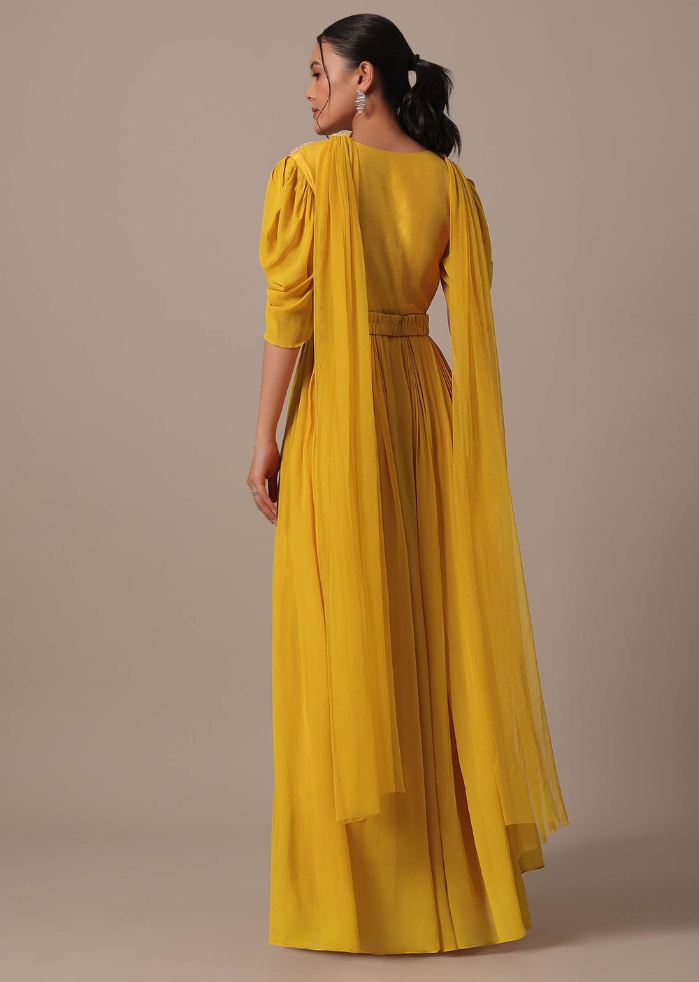 Yellow Embellished Anarkali Set