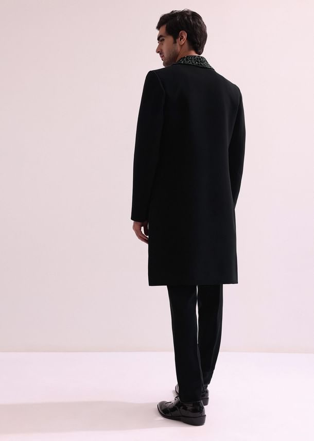 Aditya Roy Kapur In Our Black Double Layered Indo Western Jacket With Shirt And Pant