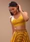 Amber Yellow Blouse In Satin With Strap Sleeves And Overlapping Geometric Neckline