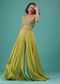 Citrus Green Flared Palazzo And A Crop Top Set, Crafted In Crepe With A Side Zip Closure