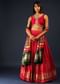 Apple Red Lehenga In Bandhani Printed Satin With Zardosi Embroidered Choli And Patola Dupatta