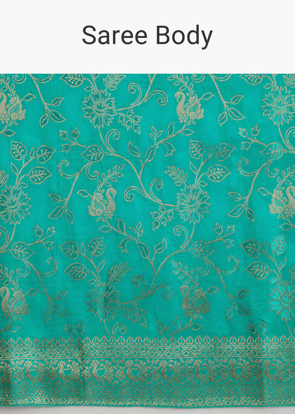 Aqua Blue Dola Silk Woven Saree With Floral Jaal Work