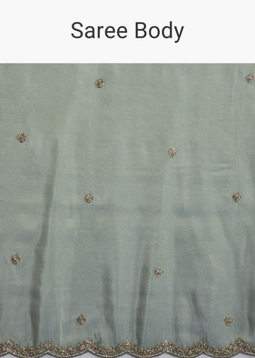 Aqua Blue Tissue Saree With Intricate Hand Embroidery