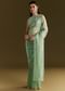 Aqua Green Organza Embroidered Saree With Scallop Border