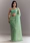 Aqua Green Organza Saree With Stones Beads And Sequins Embroidery And Scallop Border